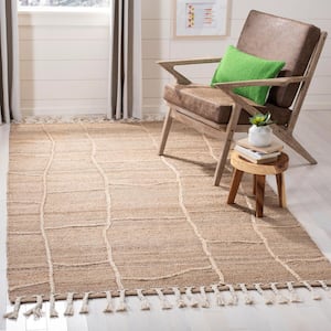 Natural Fiber Beige 4 ft. x 4 ft. Abstract Geometric Square Area Rug