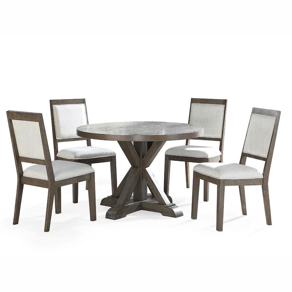48" Contemporary Transitional Round Dining Table in Washed Gray