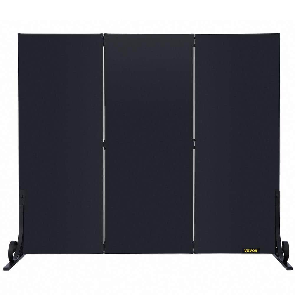 VEVOR 3Panel Fireplace Screen 38.8 x 32.7 in. Iron Freestand Spark