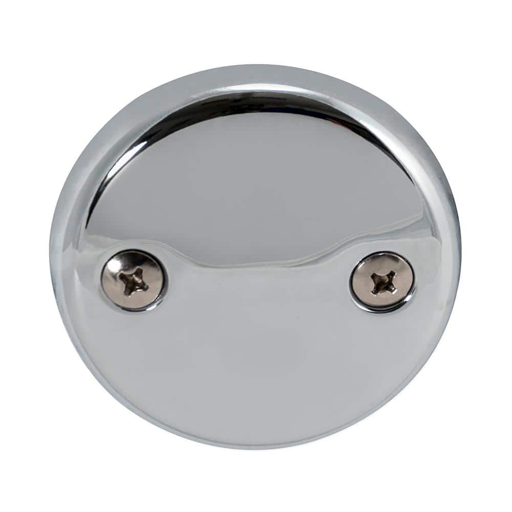 Chrome Round Two-Hole Overflow Face Plate with Brass Screws