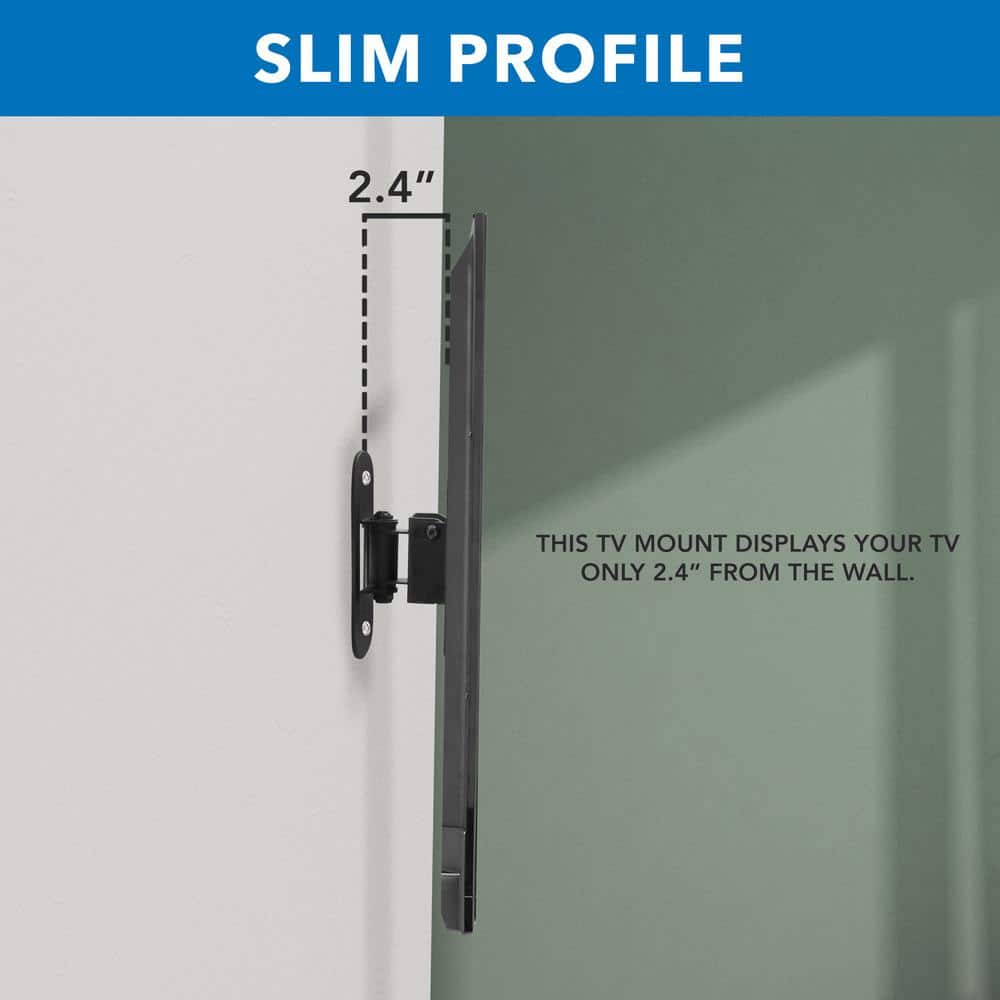 Compact Black Stainless Steel Full Motion TV Wall Mount for 50" Screens