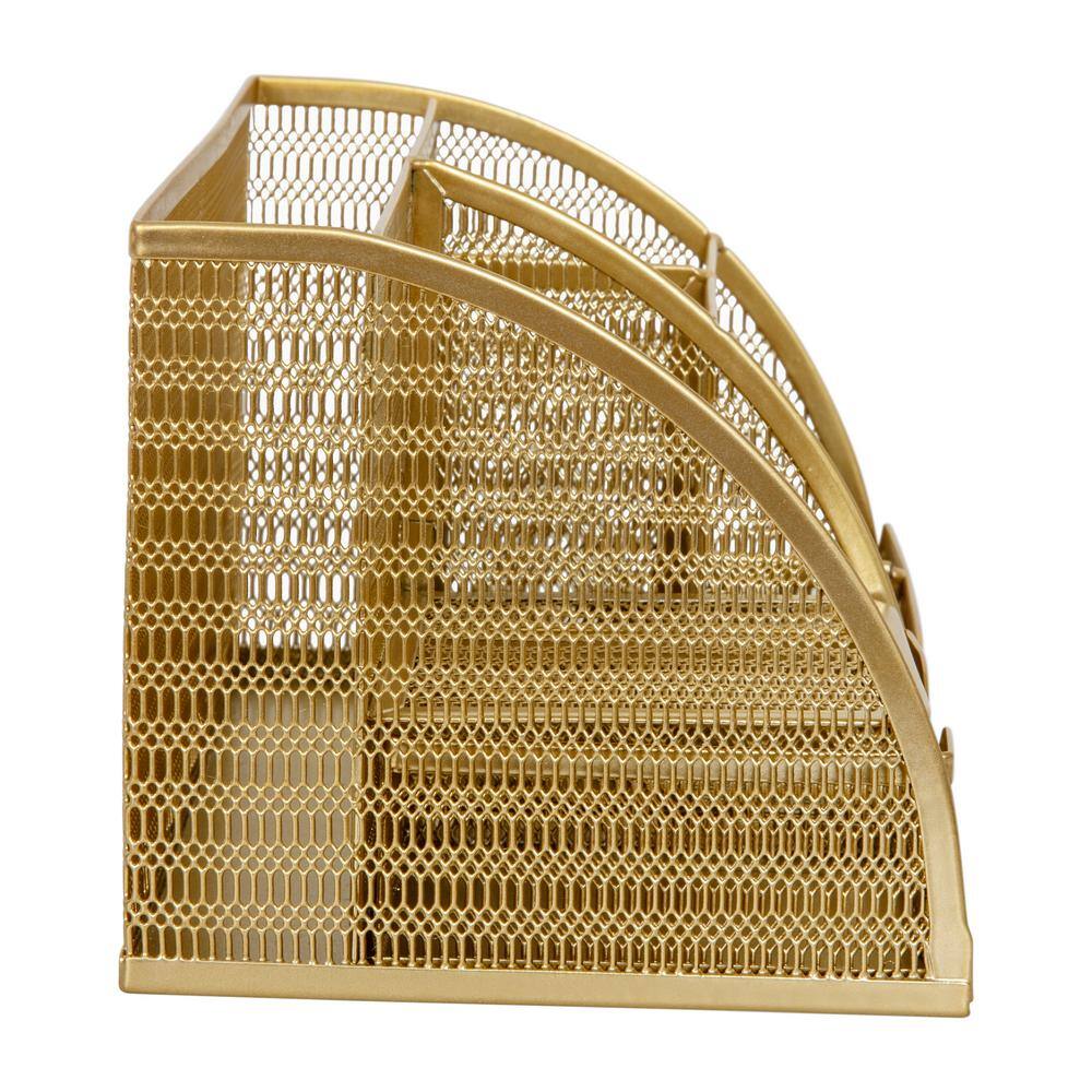 Gold Mesh Metal Small Desktop Organizer with Drawer
