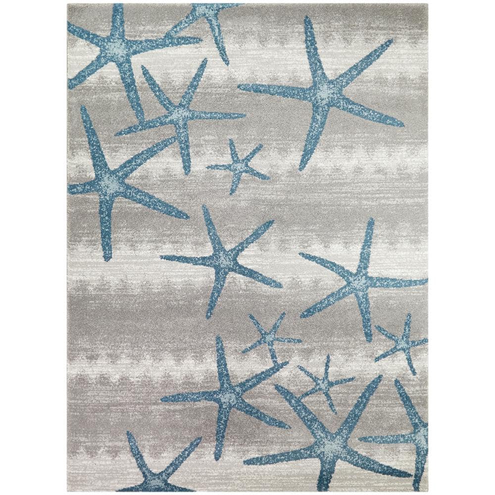 BALTA Martin Blue 8 ft. x 10 ft. Coastal Starfish Area Rug 3005541