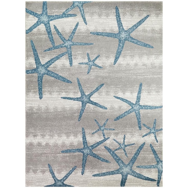 BALTA Martin Blue 8 ft. x 10 ft. Coastal Starfish Area Rug