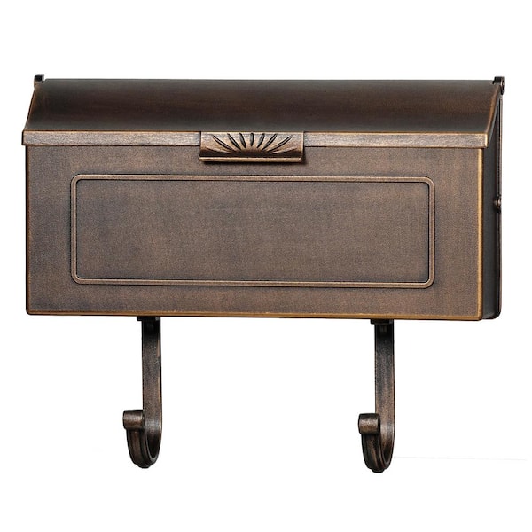 KLASSEN BRONZE LIMITED Antique Bronze Classic Cast Aluminum Wall Mount Mailbox