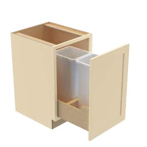 Newport 18 W in. 24 D in. 34.5 in. H Cream Painted Plywood Shaker Assembled Trash Can Kitchen Cabinet with 2 Can FH
