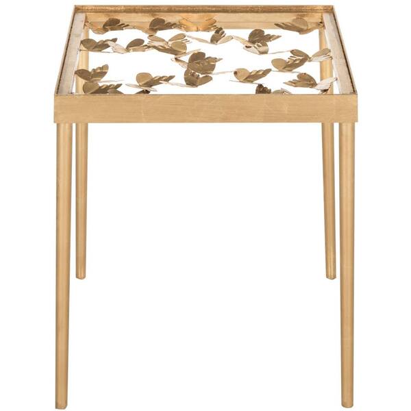 SAFAVIEH Rosalie Antique Gold Leaf Side Table FOX2594A