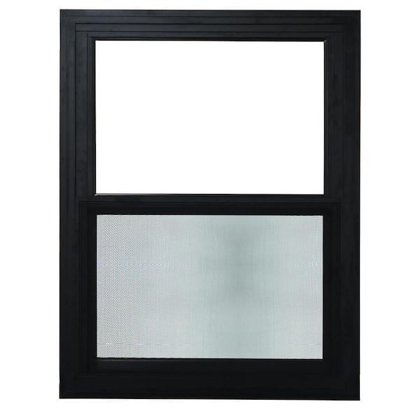 Teza Single Hung 36 in. x 48 in. Matte Black Aluminum Tempered Window