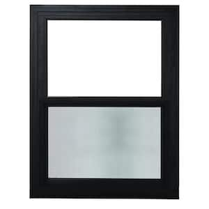 Teza Single Hung 24 in. x 36 in. Matte Black Aluminum Tempered Window