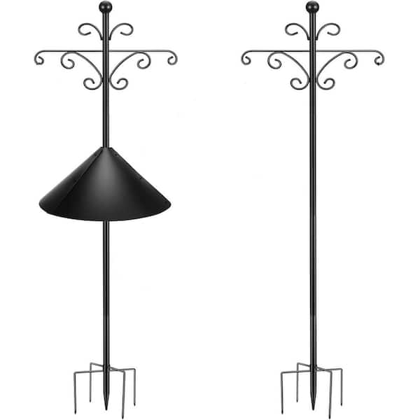 Unbranded 108 in. Adjustable Double Metal Shepard's Hook, Bird Feeder Pole for Outdoors(2-Pack)