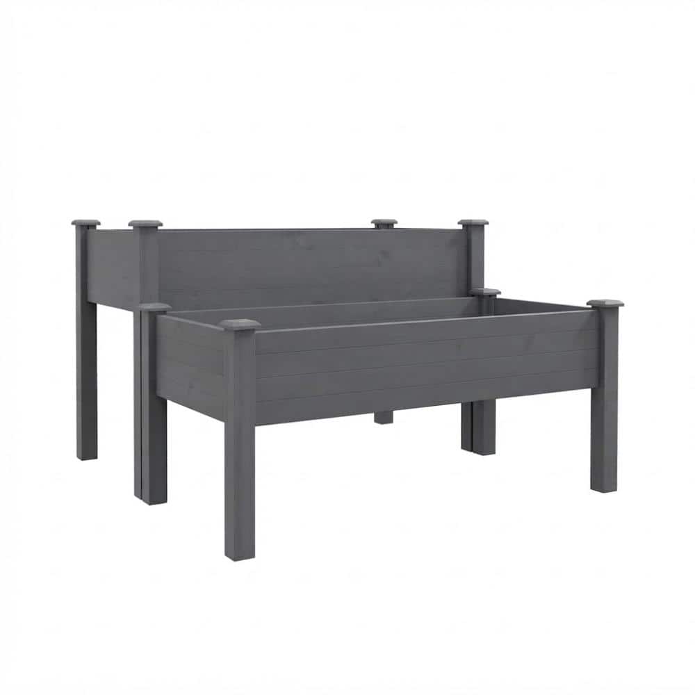 2 Tier Gray Raised Garden Bed, Elevated Wooden 2 Box Planter Planting Bed for Flowers, Vegetables, Herb price history on PriceWatchPro