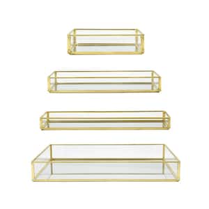 Clear/Gold Glass Trays with Gold Rim
