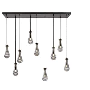 Modern 9-Lights Black Raindrop Chandelier, Farmhouse Glass Pendant Light for Dining Room, Kitchen Island, Bulb Included