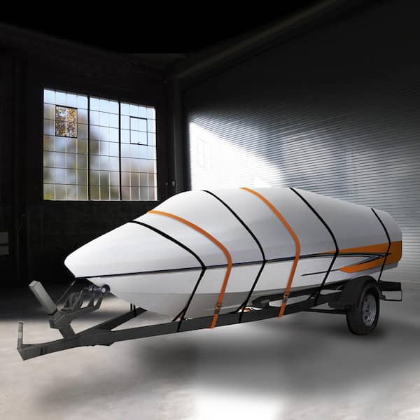 Water Resistant 17'-19" x 98" Boat Cover, 150D Thick Polyester Oxford : Runabout, Bass, V/Tri-Hull & Fishing Boats