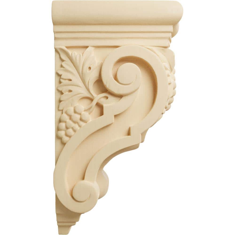 Small Maple Hand-Carved Grape Bunches Corbel