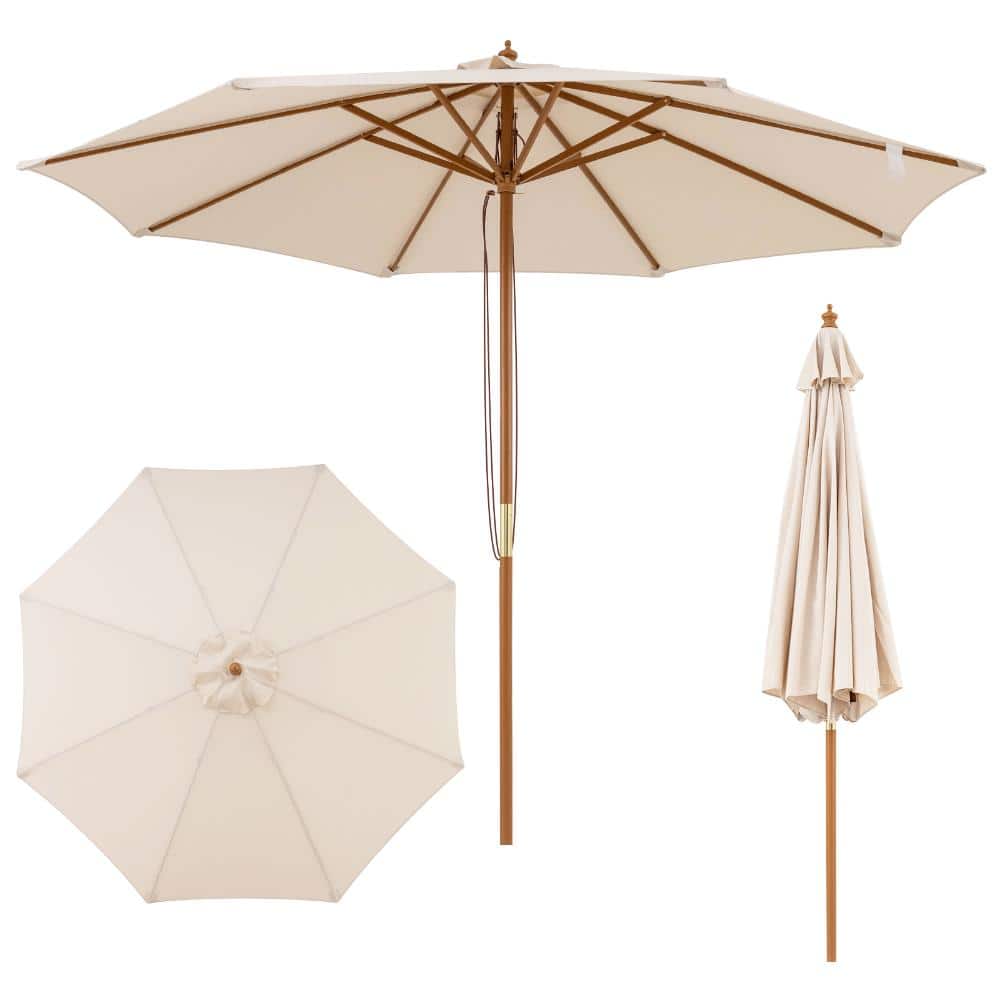 9 ft. Polyester Market Patio Umbrella for Patio, Deck and Poolside with Outdoor Shade Coverage, Beige price history on PriceWatchPro