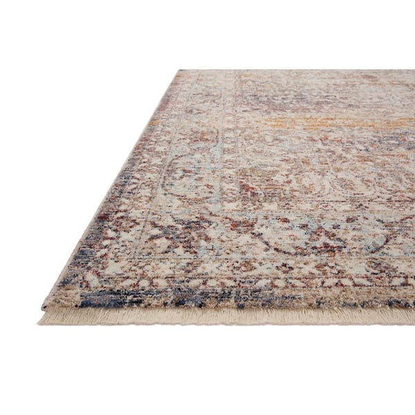 Sorrento Natural/Multi 6 ft. 7 in. x 9 ft. 10 in. Oriental Fringe Area Rug
