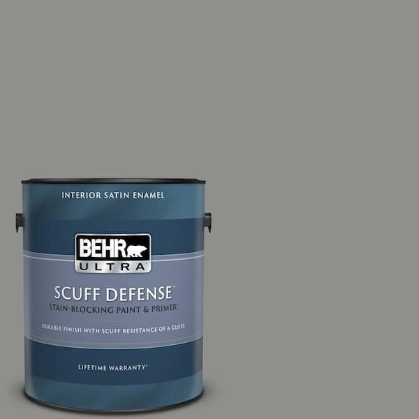 BEHR ULTRA 1 gal. #PPU24-20 Letter Gray Extra Durable Satin Enamel Interior Paint & Primer