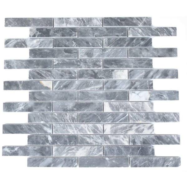 Splashback Tile Dark Bardiglio Big Brick 12 in. x 12 in. Marble Floor and Wall Tile