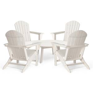 4-Piece Outdoor Patio White HDPE Plastic Adirondack Chair and Coffee Table Set (5-Pack)