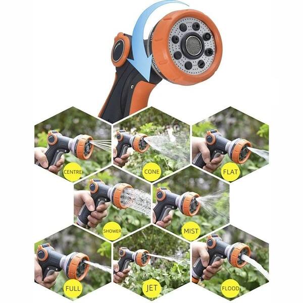High Pressure Water Spray Gun - Brass Nozzle With 4 Settings For Garden, Car Wash & Cleaning