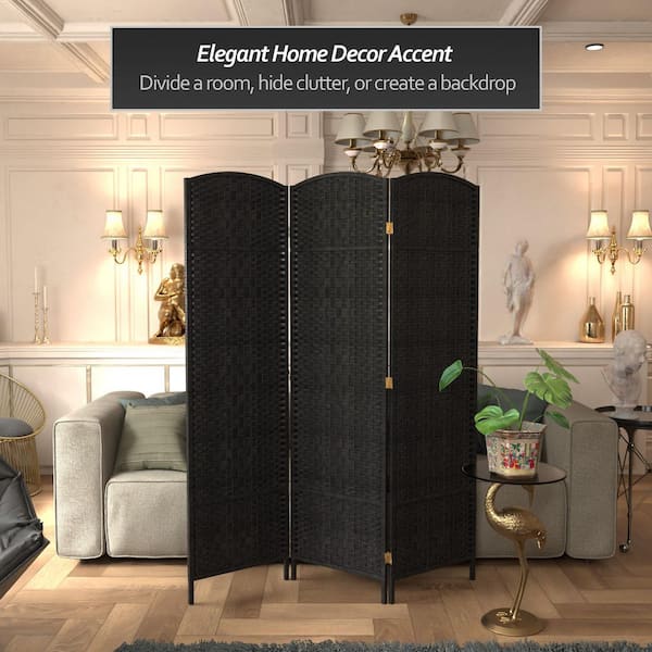 6 ft. Black 3-Panel Room Divider