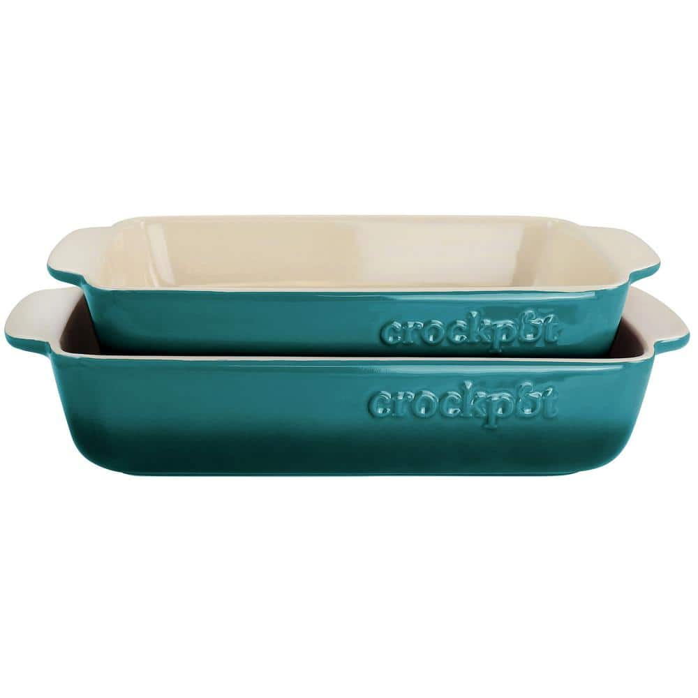 Crock-Pot Artisan 5.6 qt. Gradient Teal Rectangular Stoneware Bake Pan  985116903M - The Home Depot