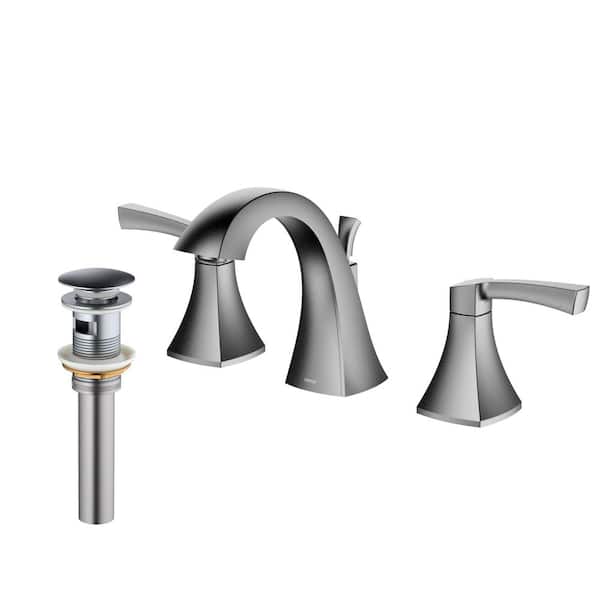 Karran Randburg Widespread 2-Handle Three Hole Bathroom Faucet with Matching Pop-up Drain in Stainless Steel