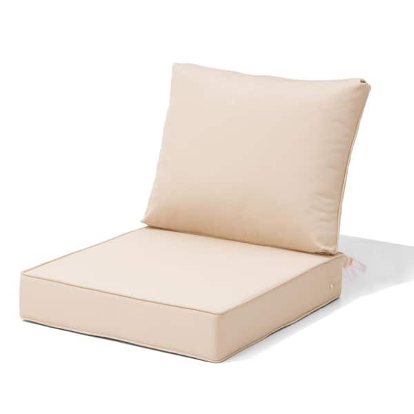 25 in. x 24 in. x 4.7 in. Outdoor Couch Cushion in Beige 30D Sponge Replacement Patio Seat Cushion with Removable Cover