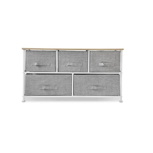 HomeRoots Gray and White 5 drawer 39.3 in. Chest of Drawers