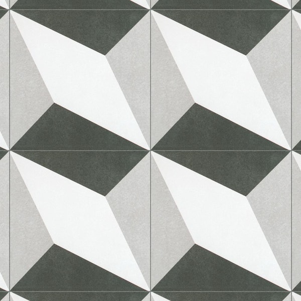 Black & White Retro Diamond Tile Style Candy Vinyl Flooring – More