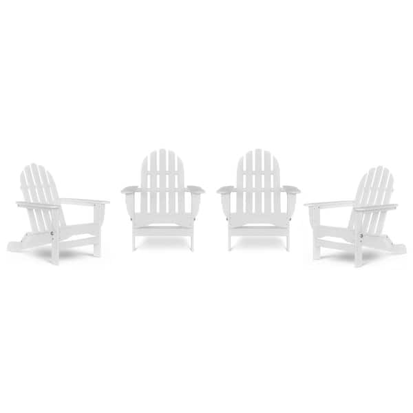 DUROGREEN Icon White 4-Piece Recycled Plastic Adirondack Patio Seating Set