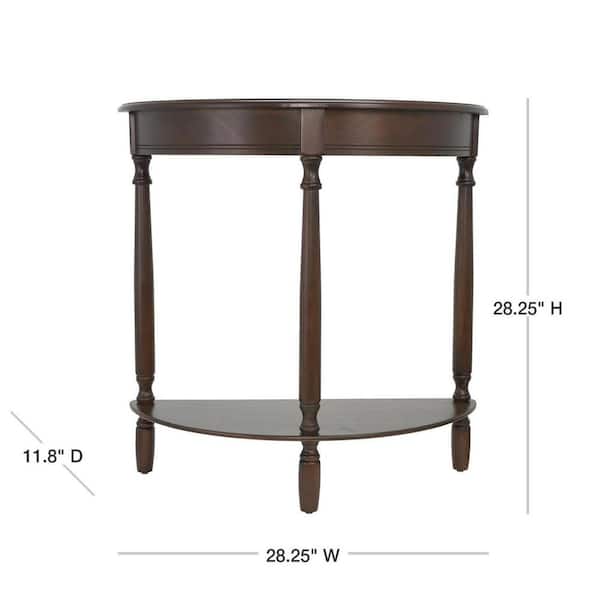 Walnut Half Round Wood Console Table, Half Round Console Table With Drawers