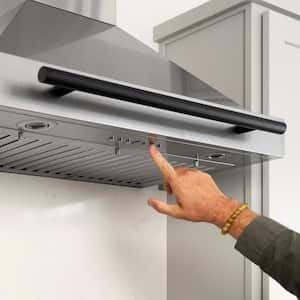 Autograph Edition 30 in. 400 CFM Ducted Vent Wall Mount Range Hood with Black Matte Handle in Stainless Steel