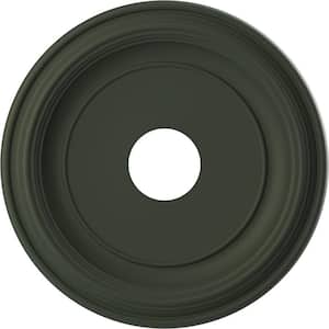 16" O.D. x 3-1/2" I.D. x 1-3/8" P Traditional Thermoformed PVC Ceiling Medallion in UltraCover Satin Hunt Club Green