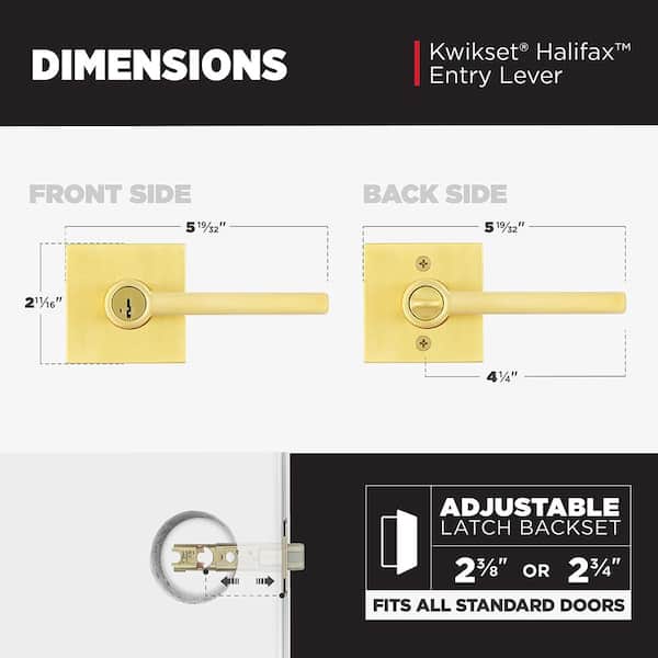 Kwikset Halifax Square Satin Brass Keyed Entry Door Handle Handle