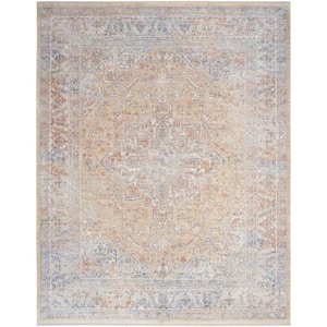 Timeless Classics Grey Gold 5 ft. x 8 ft. Center medallion Traditional Area Rug