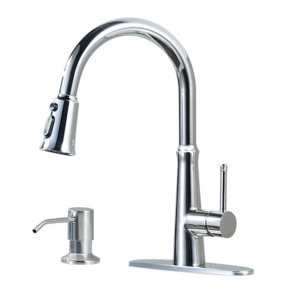 ARCORA Single-Handle Pull Down Sprayer Kitchen Faucet Soap Dispenser Stainless Steel in Chrome