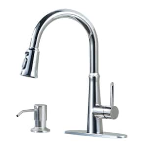 Single-Handle Pull Down Sprayer Kitchen Faucet Soap Dispenser Stainless Steel in Chrome