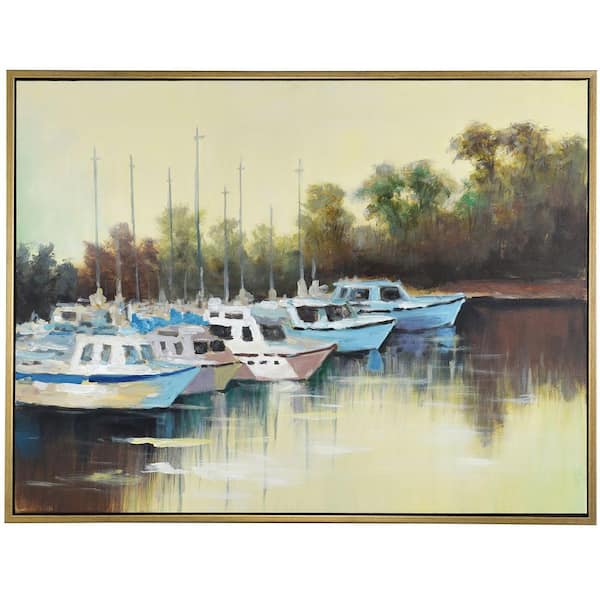 Cabin Boats 1-Piece Framed City Architecture Art Print 38 in. x 50 in.