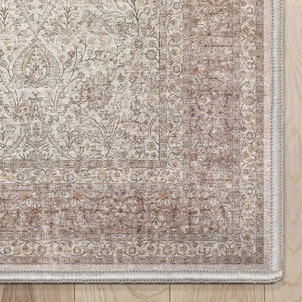 Beige 5' x 7' Flat-Weave Synthetic Reversible Area Rug