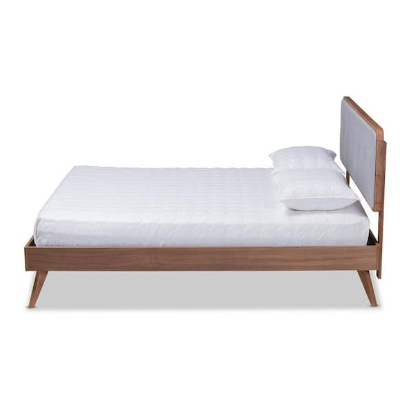 Baxton Studio Dilara Gray and Walnut Queen Platform Bed 156