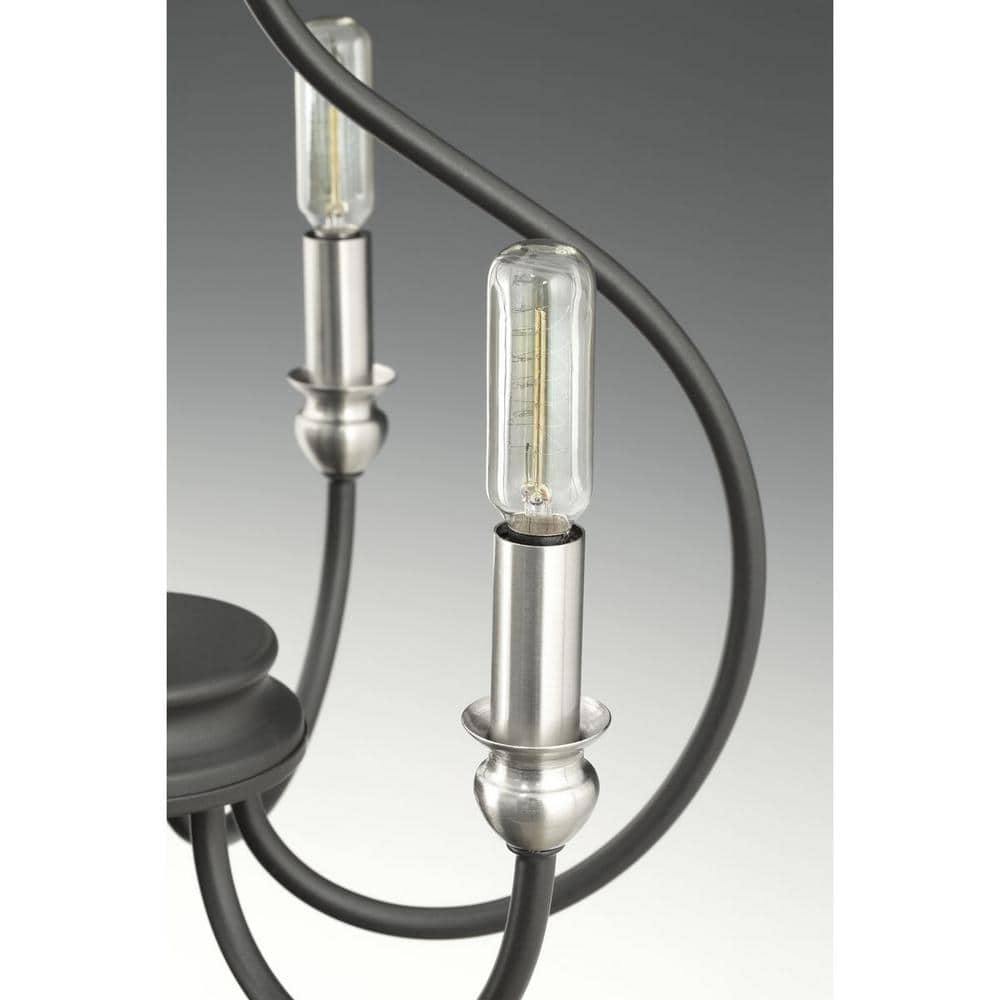 Graphite and Nickel 3-Light Semi-Flush Mount Chandelier