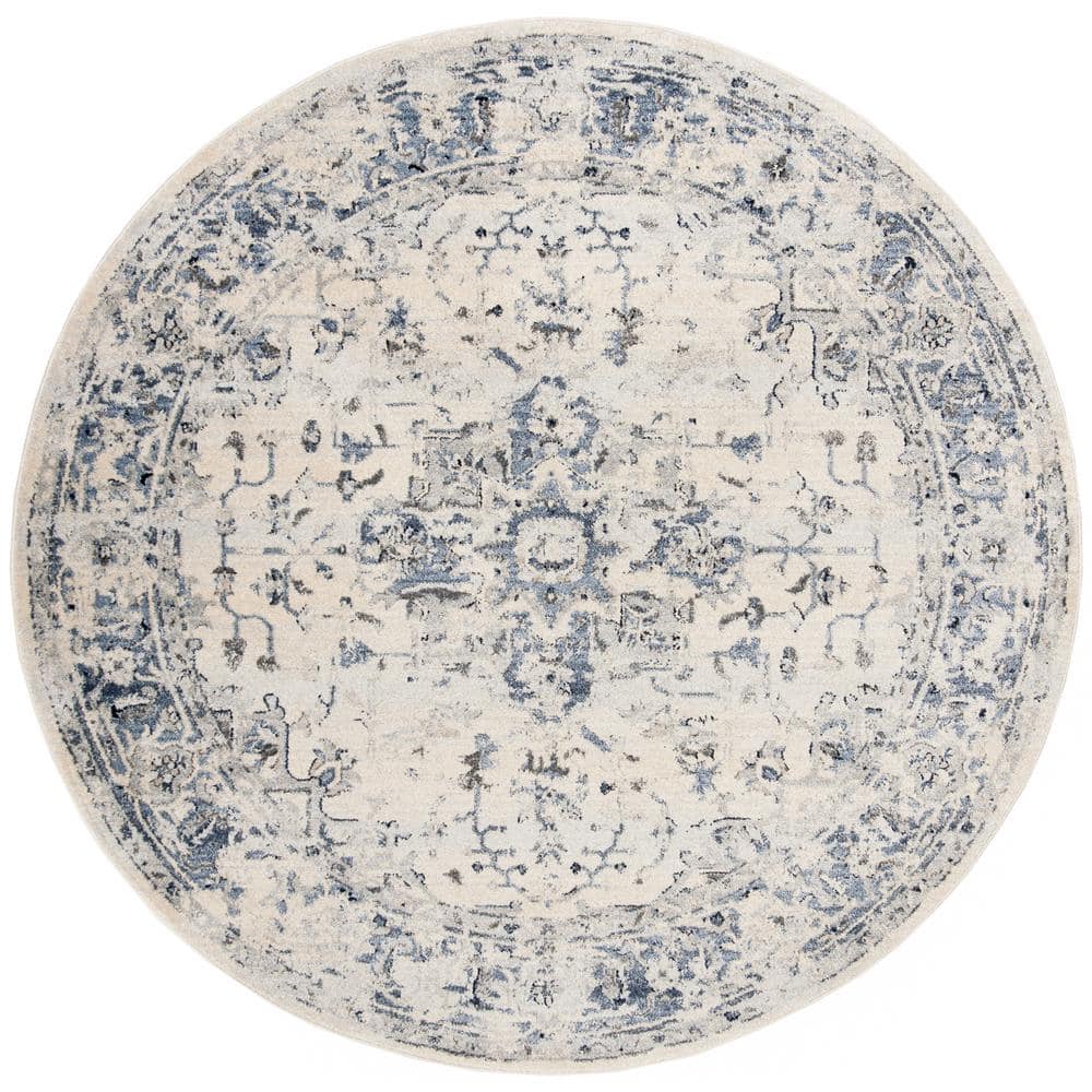 Charleston Ivory/Navy 10 ft. x 10 ft. Distressed Border Round Area Rug price history on PriceWatchPro