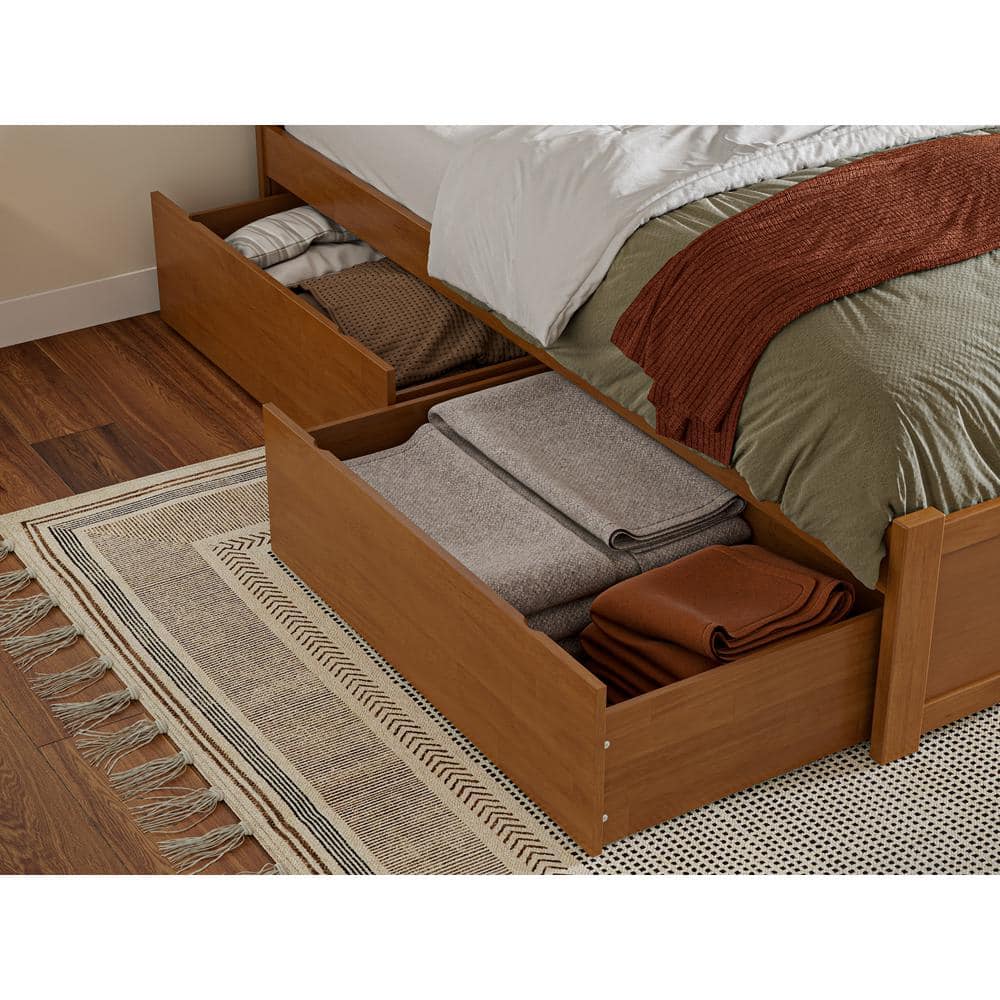 Nantucket Light Toffee Full Wood Platform Bed with Storage Drawers