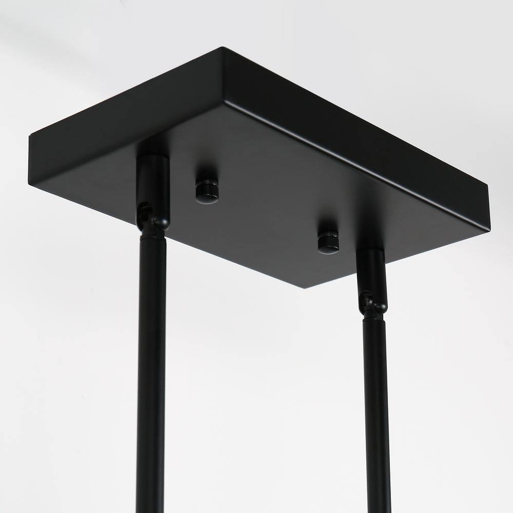 Matte Black and Gold 5-Light Linear Island Pendant with Clear Glass Shades