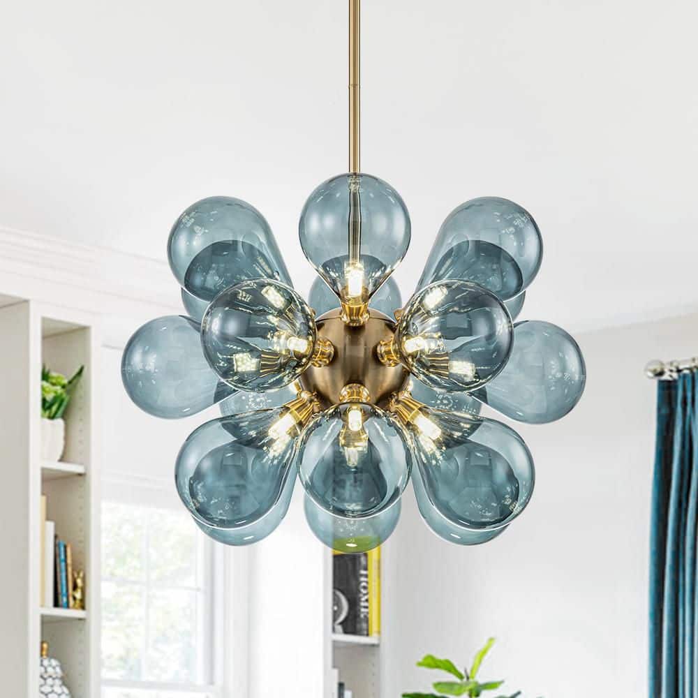 Y'INSP Aureli Sphere 18-Light Antique Brass Cluster Chandelier