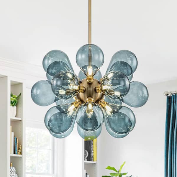 Y'INSP Aureli Sphere 18-Light Antique Brass Cluster Chandelier