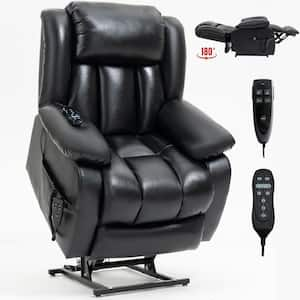 36.22 in. W Black Faux Leather Dual Motor Power Lift Recliner Chair with Massage and Heating