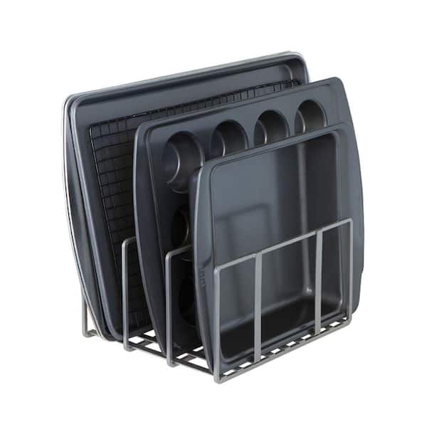 Seville Classics 3-Compartment Silver Iron Cutting Board & Bakeware Organizer